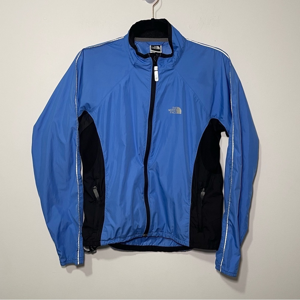 The North Face Women blue and black full zip fannu pack windbreaker jacket in S